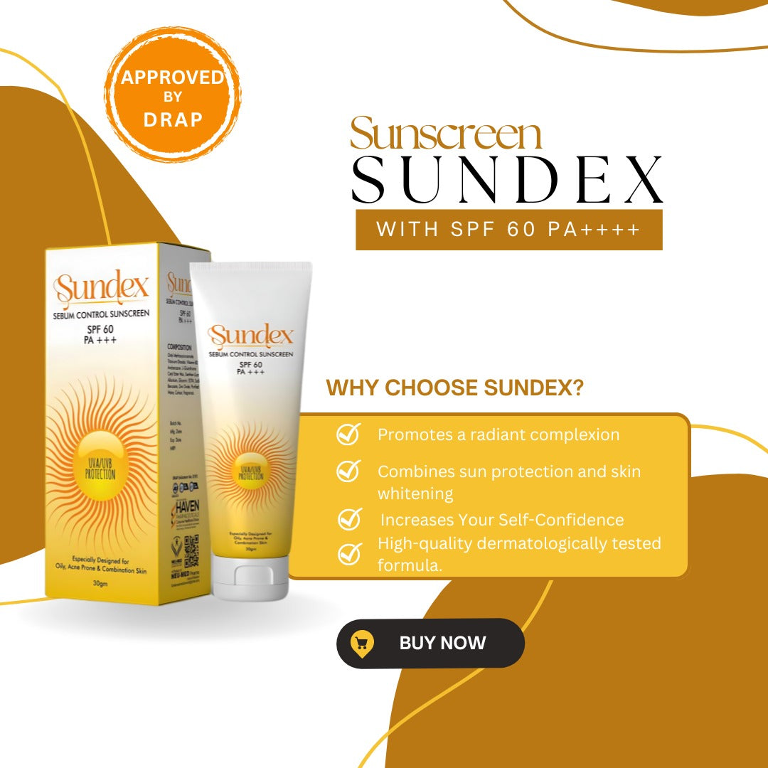 Sundex Sebum control sunscreen with SPF60 and glutathione